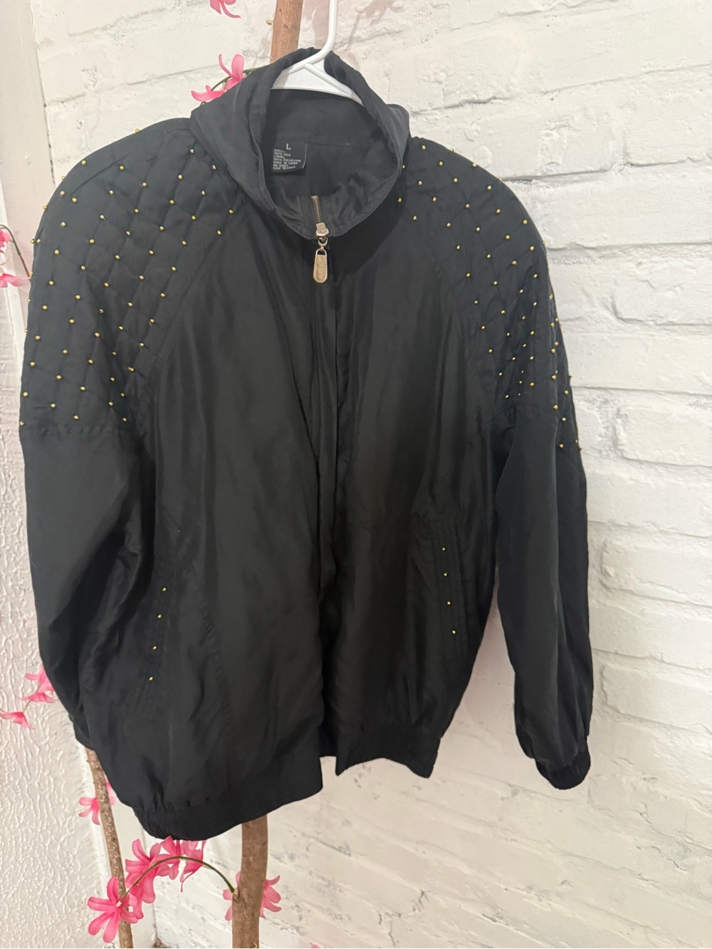 Vintage Fuda International Black Studded Women’s Bomber Jacket